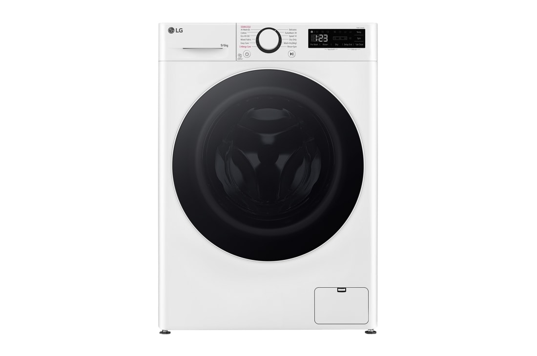 LG 9kg / 6 kg Kuivaava pesukone(Valkonen) - Steam, Energialuokka A/D, TurboWash?360, AI DD?, Smart Diagnosis?, CV50T6S2E1