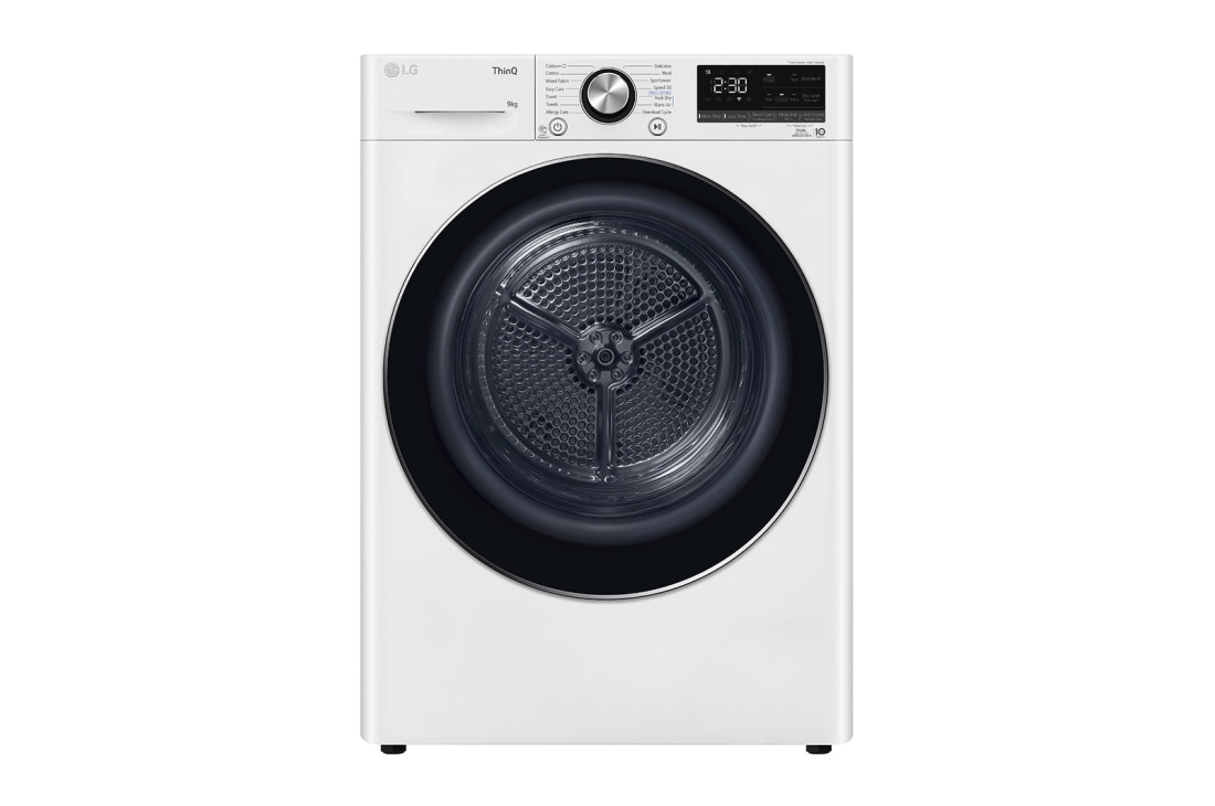 LG 9-kg DUAL Inverter Heat Pump? Eco-Hybridikuivain L?mp?pumpputekniikalla, Front view , RV9DN9039