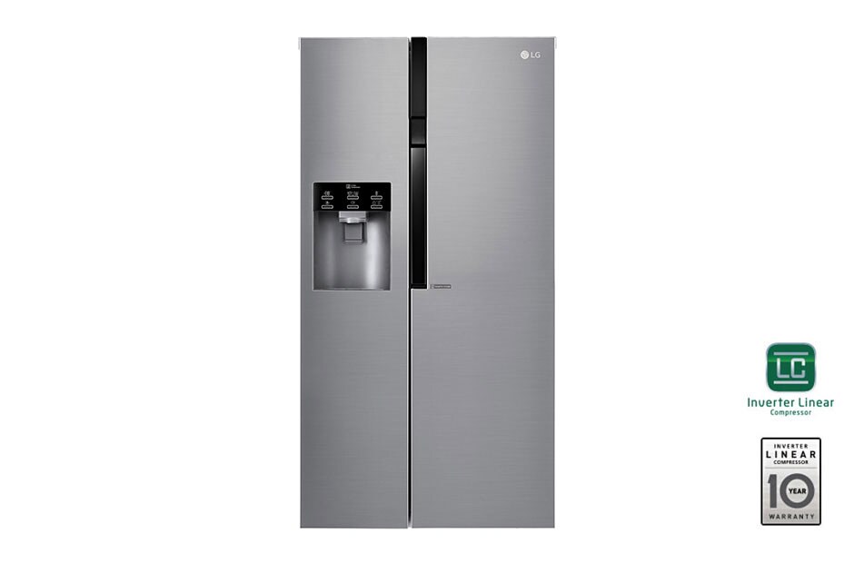 LG 606L Side by Side (Shiny Steel) Energialuokka F, Vesi/j?? vesijohtoliit?nn?ll?, Smart Diagnosis?, GSL560PZXV