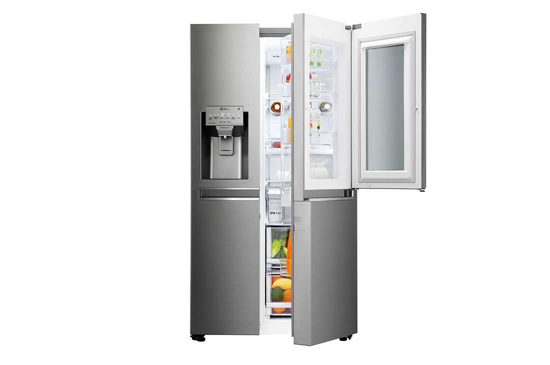 LG 625L InstaView Door in Door? Side by Side (Noble Steel) Energialuokka F, Vesi/j?? ilman vesijohtoliit?nt??, Smart Diagnosis? - Wi-Fi-yhteys, GSX961NSAZ