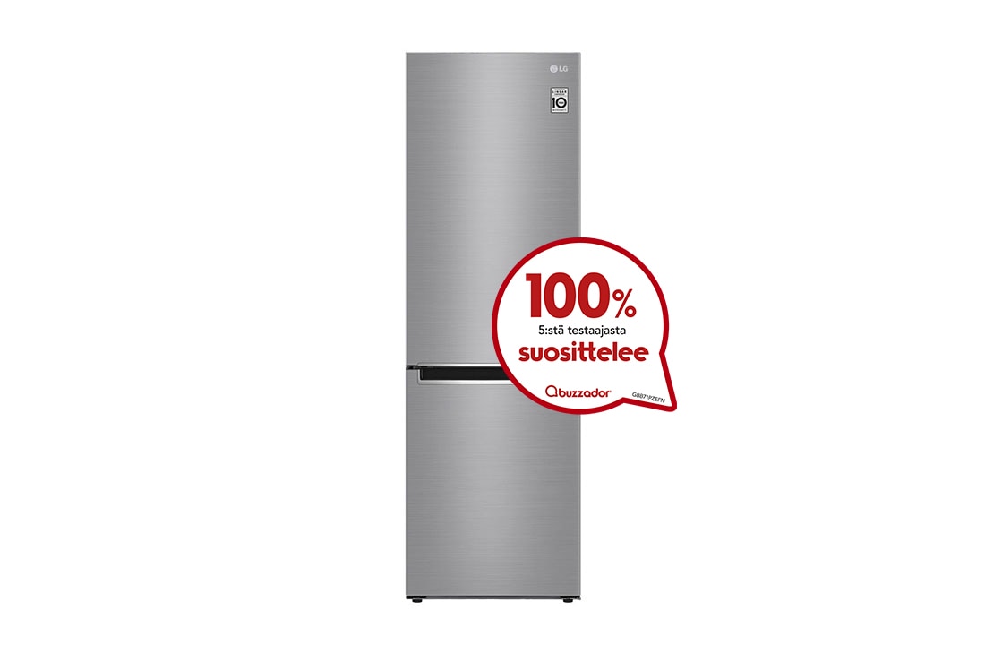 LG 1.86M 341L J??kaappipakastimet(Shiny Steel) - Energialuokka D, Door Cooling?, Multi Flow, GBB71PZEFN