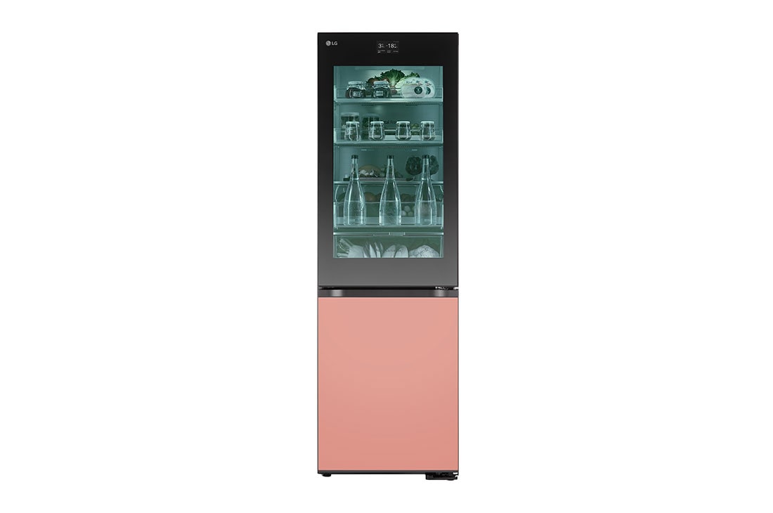 LG 186M 352L J??kaappipakastimet(Essence Black) - Energialuokka D, MoodUP?, InstaView?, Nature Fresh, Door Cooling+? Smart Diagnosis? kanssa Wi-Fi, M-VB_Mood-Up_GC-V459QGWD_Front_On_LED_Food, GBG719MDNN