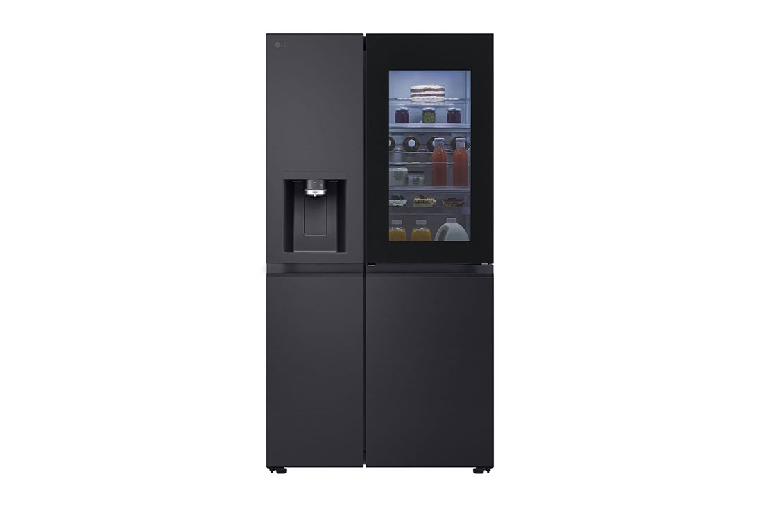 LG 628L InstaView Door in Door? Side by Side (Essence Black), Energialuokka D, Vesi/j?? ilman vesijohtoliit?nt??, Smart Diagnosis? ja Wi-Fi, Etun?kym?, GSXE90EVAD