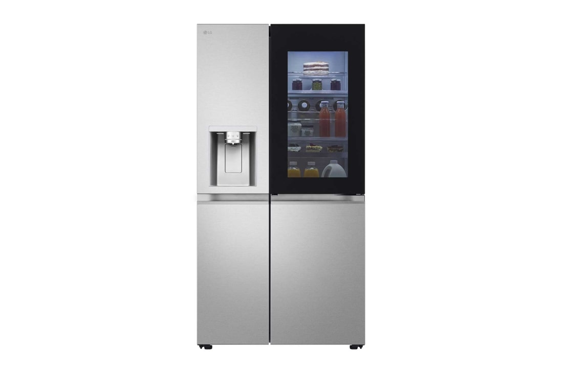 LG 628L InstaView Door in Door? Side by Side (Metal Sorbet), Energialuokka D, Vesi/j?? ilman vesijohtoliit?nt??, Smart Diagnosis? ja Wi-Fi, GSXE90MBAD