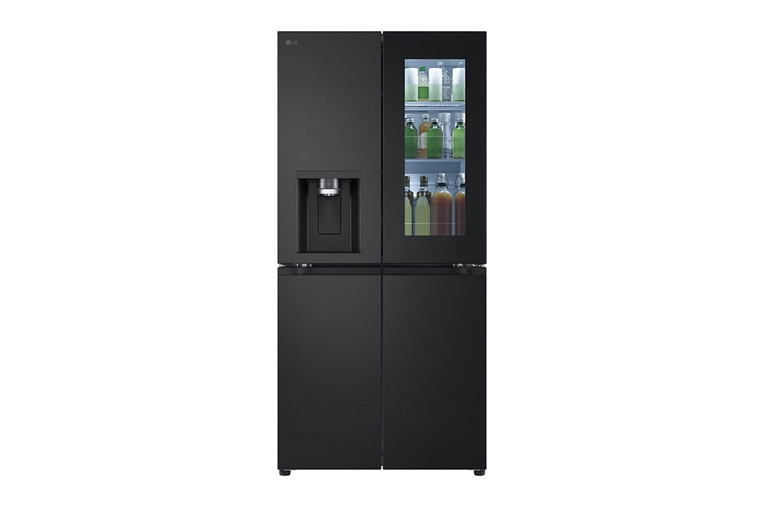 LG 508L InstaView French Door (Matte Black) - Energialuokka E, Vesi/j?? ilman vesijohtoliit?nt??, Smart Diagnosis? ja Wi-Fi, Front on food, GMG860EPBE