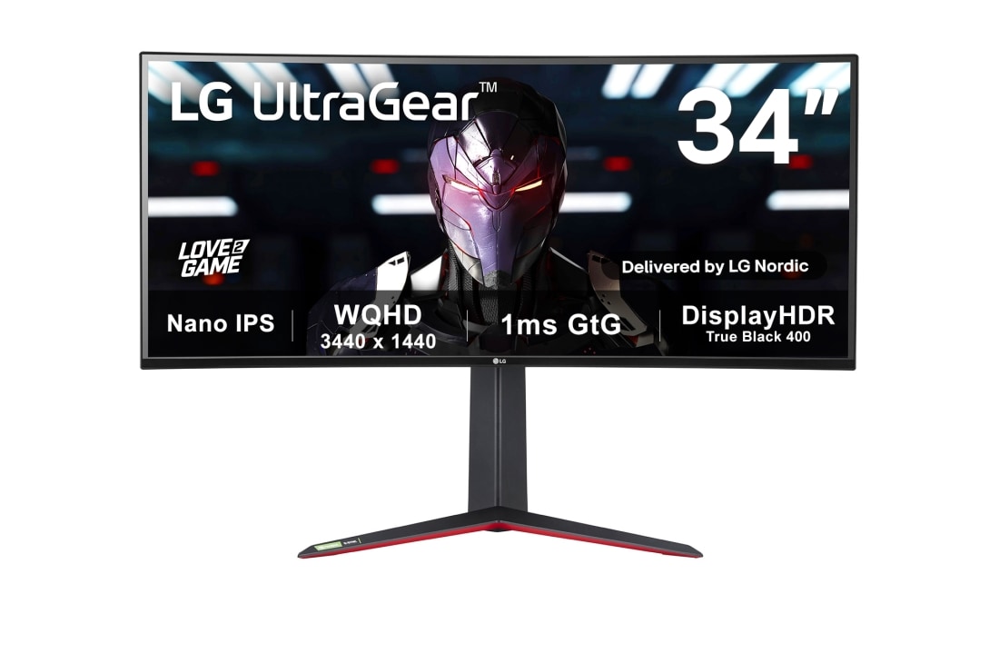 LG 34'' 21:9 UltraGear? Nano IPS 1ms (GtG) Curved Gaming Monitor , Front view, 34GN850P-B