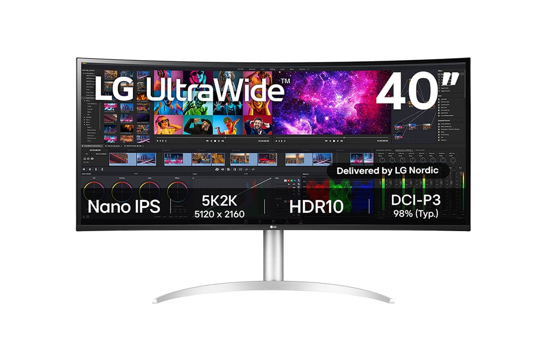 LG 39,7 tuuman Curved UltraWide? 5K2K Nano IPS -n?ytt?, kuva edest?, 40WP95CP-W