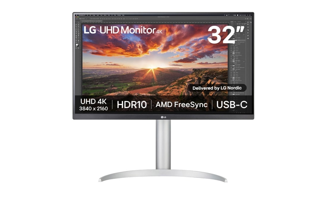 LG 31.5 tuuman UHD 4K (3 840 x 2 160) n?ytt? USB Type-C? -liit?nn?ll?, 32UP55NP-W