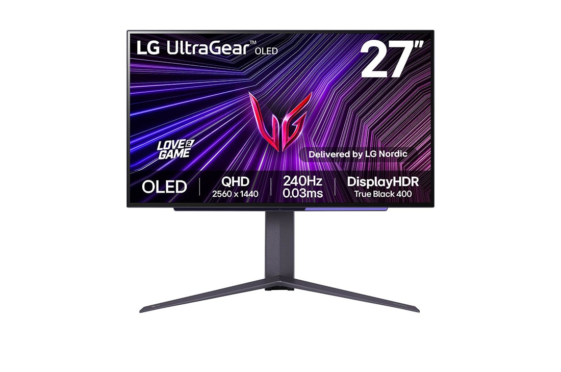 LG 27'' UltraGear? OLED-pelimonitori | HDR400 True black, 240 Hz, 0,03 ms (GtG), kuva edest?, 27GS95QE-B