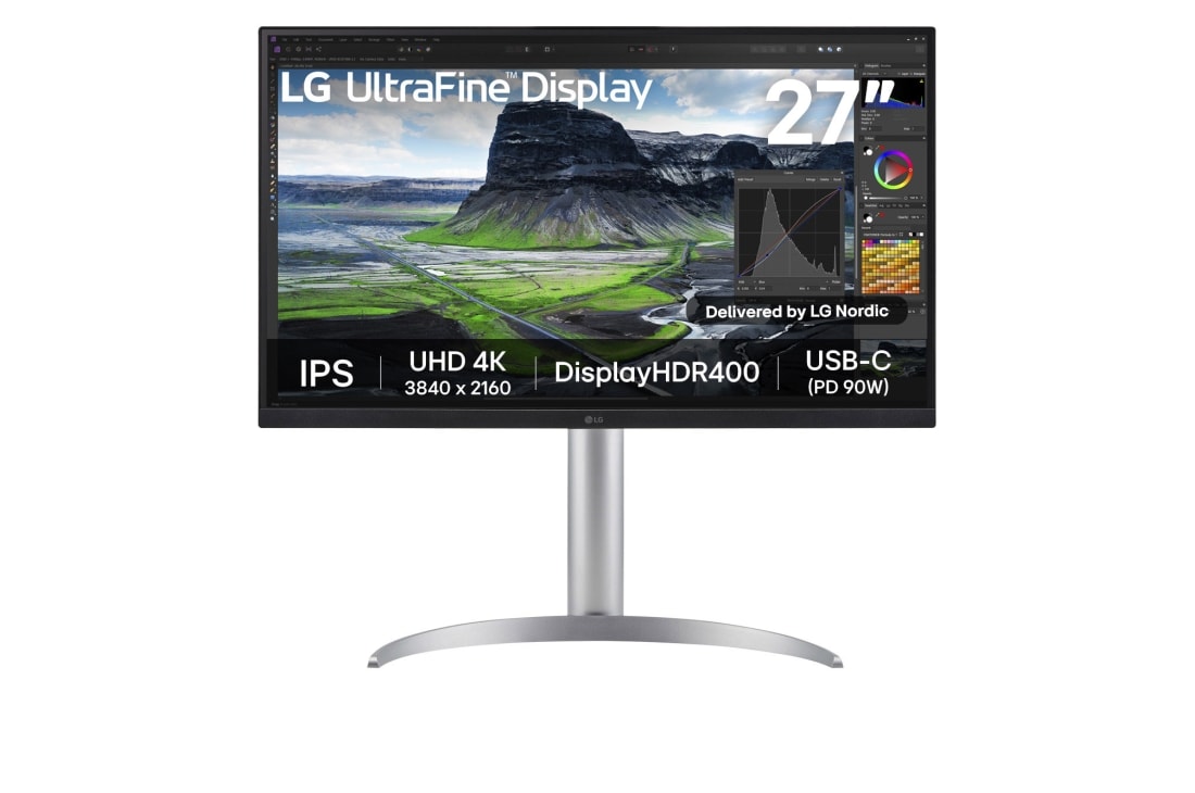 LG 27” UHD 4K IPS -n?ytt? 2000:1 kontrastisuhteella, 27UQ850V-W