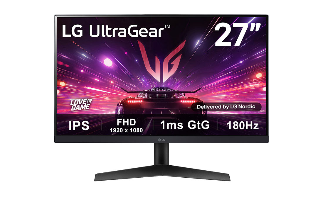LG 27” UltraGear? Full HD IPS -pelin?ytt? | 180Hz, IPS 1ms (GtG), HDR10, kuva edest?, 27GS60F-B