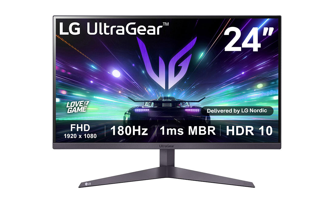 LG 24 tuuman UltraGear? FHD 180 Hz -pelin?ytt? | 1 ms MBR, HDR 10, kuva edest?, 24GS50F-B