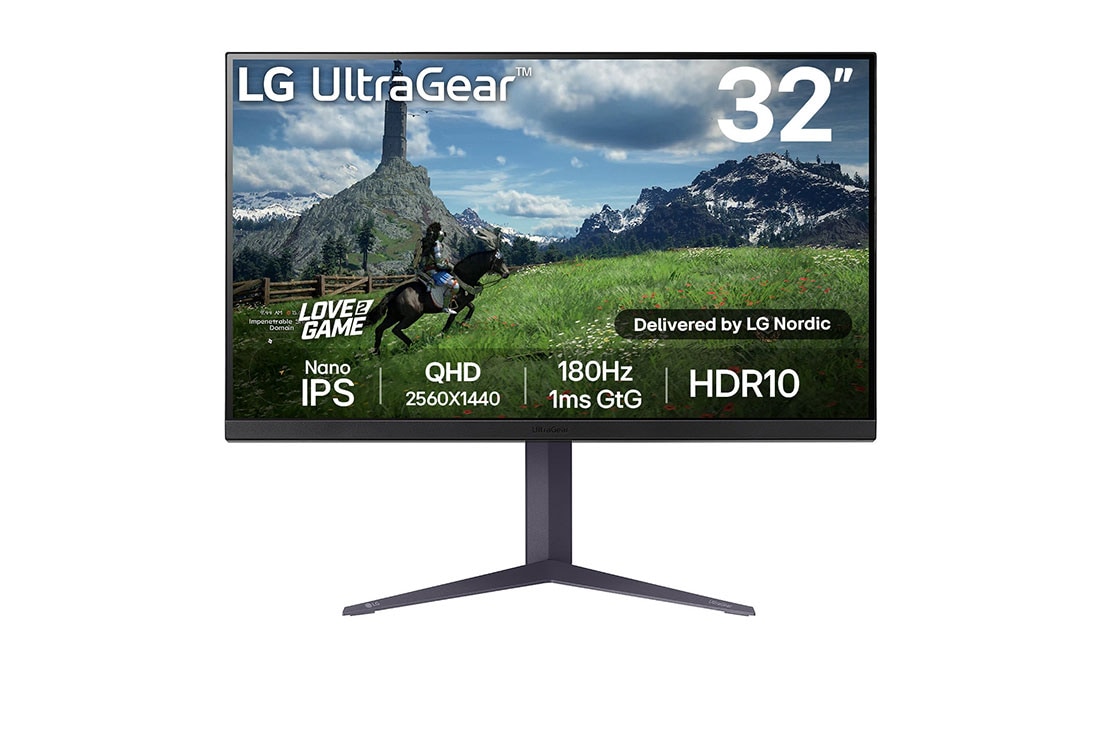 LG 32 tuuman UltraGear? QHD Nano IPS 180Hz -pelin?ytt? | 1ms (GtG), HDR10, kuva edest?, 32GS85Q-B