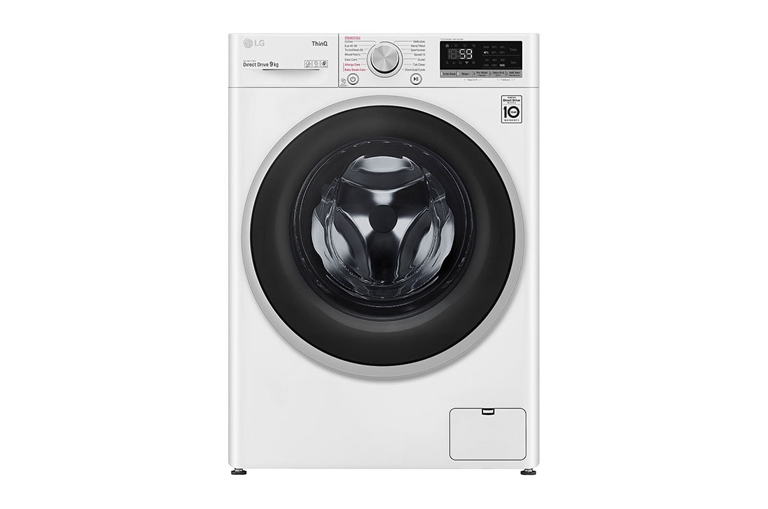 LG 9 kg Pyykinpesukone(Valkoinen) - Steam, Energialuokka D, TurboWash?, AI DD?, Smart Diagnosis? - Wi-Fi-yhteys, F4WV509S1W