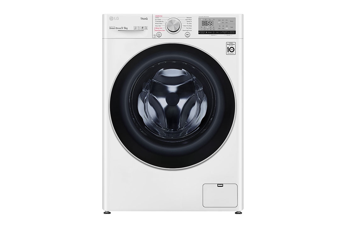 LG 9 kg / 6 kg Kuivaava pesukone(Valkoinen) - Steam, Energialuokka E, TurboWash?. AI DD? , Smart Diagnosis? - Wi-Fi-yhteys, K4DV709H0W, K4DV709H0W