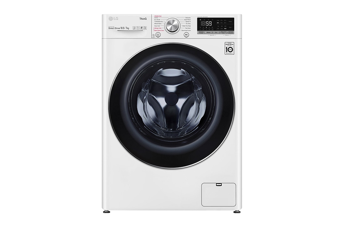 LG 10.5 kg / 7 kg Kuivaava pesukone(Valkoinen) - Energialuokka E, Steam, TurboWash?, AI DD?, Smart Diagnosis? - Wi-Fi-yhteys, K4DV710H2W