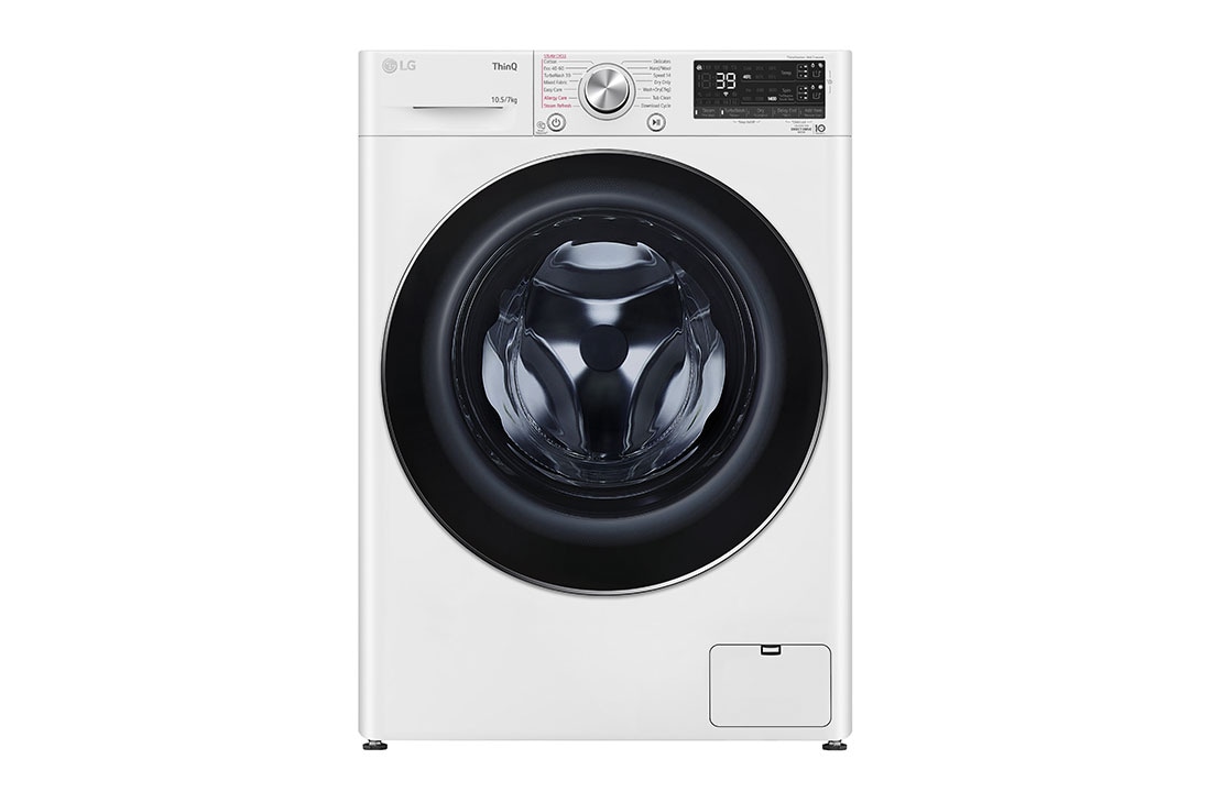 LG 10.5 kg / 7 kg Kuivaava pesukone(Valkonen) - Auto Dose, Steam, Energialuokka E, TurboWash?360, AI DD? , Smart Diagnosis? - Wi-Fi-yhteys, CV74J7S2QA, CV74J7S2QA