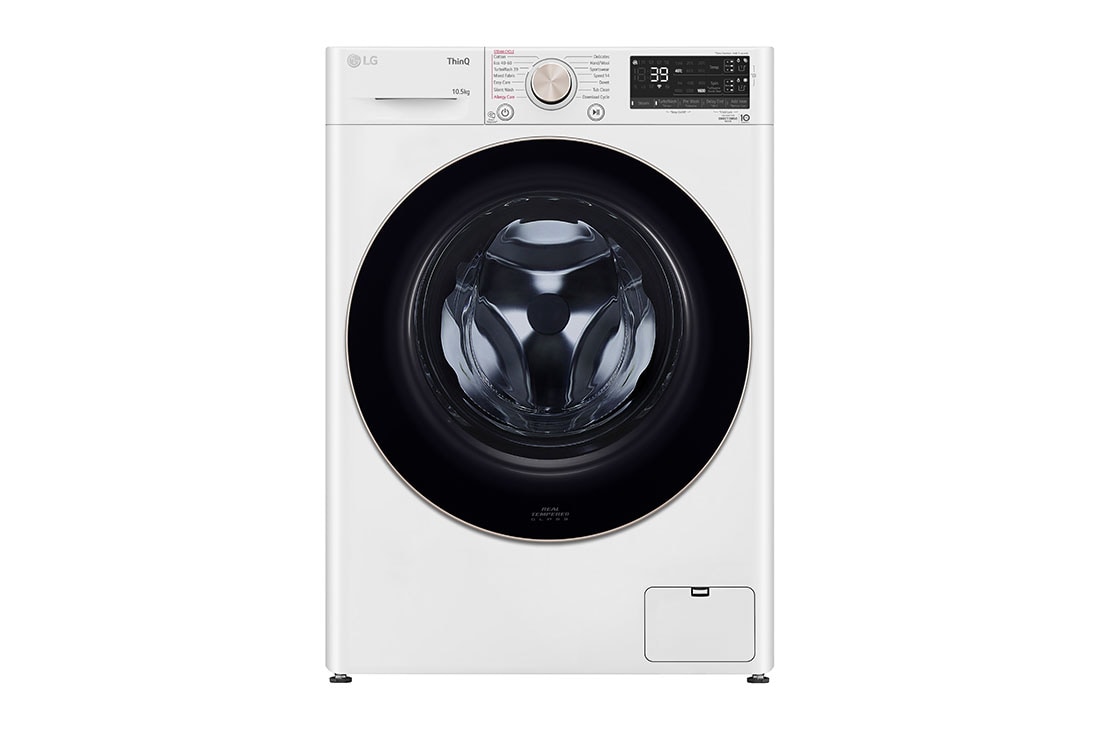LG 10.5 kg Vaskemaskin(Hvid) - Auto Dose, Steam, Energiklasse A, TurboWash360?, AI DD?, Smart Diagnosis? med Wi-Fi, front, FV96JNS2WA