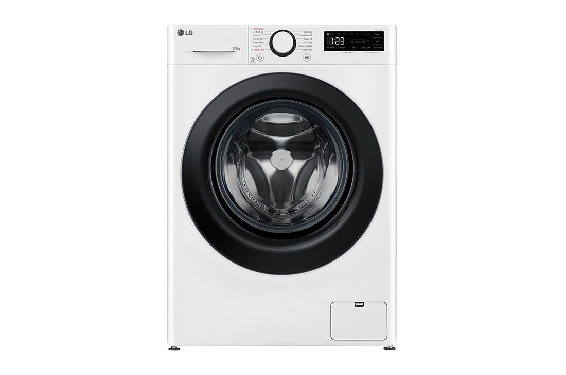 LG 9 kg / 6 kg Kuivaava pesukone(Valkonen) - Steam, Energialuokka A/D, AI DD?, TurboWash? 360, AI DD?, Smart Diagnosis?, Front view, F4Y5VRP6WY