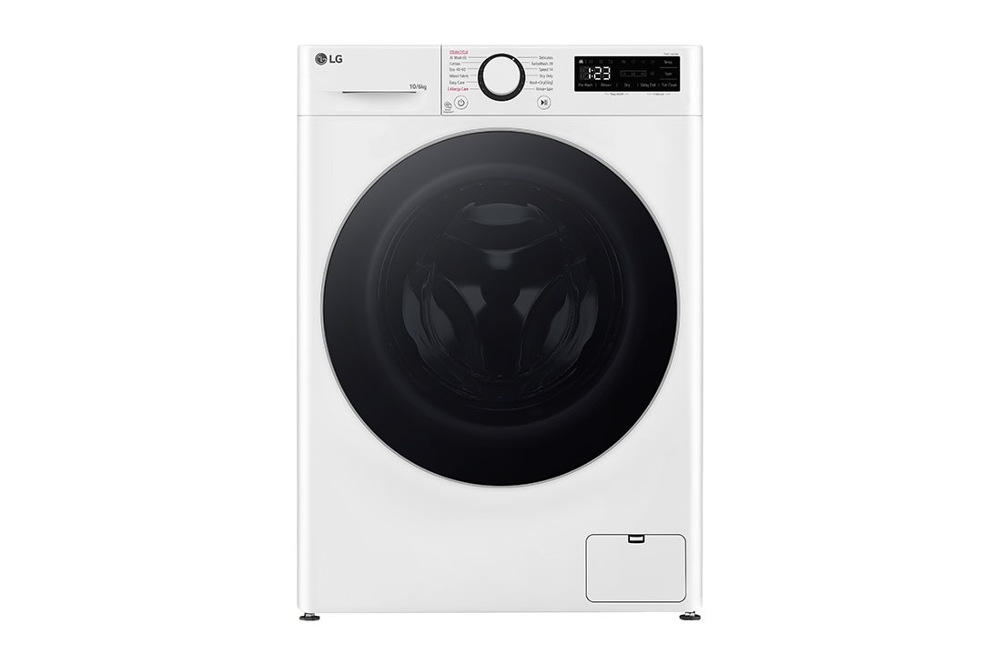 LG 10 kg / 6 kg Kuivaava pesukone(Valkonen) - Steam, Energialuokka A/D,  TurboWash? 360, AI DD?, Smart Diagnosis?, front, F4Y5RRP1WY