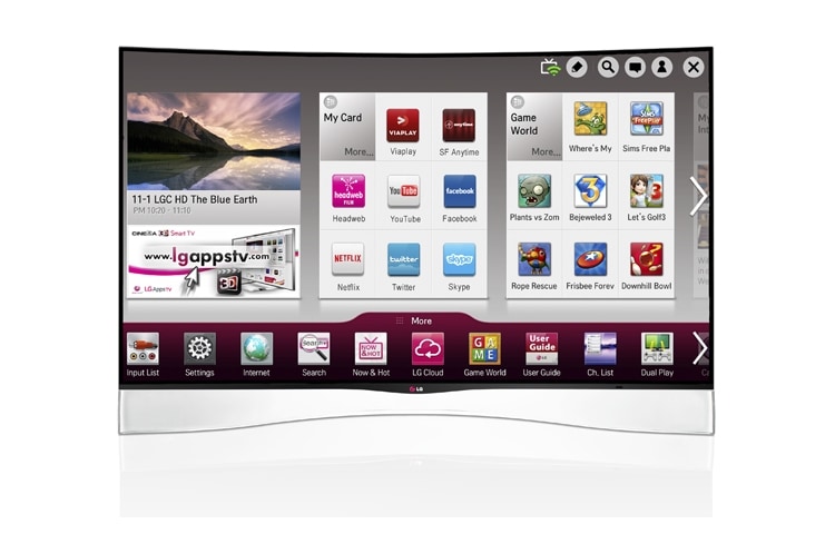 LG Ensiluokkainen kaareva OLED-televisio patentoidulla LG WRGB -teknologialla. OLED antaa rajattoman kontrastin, ensiluokkaisen liiketarkkuuden ja t?ydellisen katselukulman. , 55EA970V