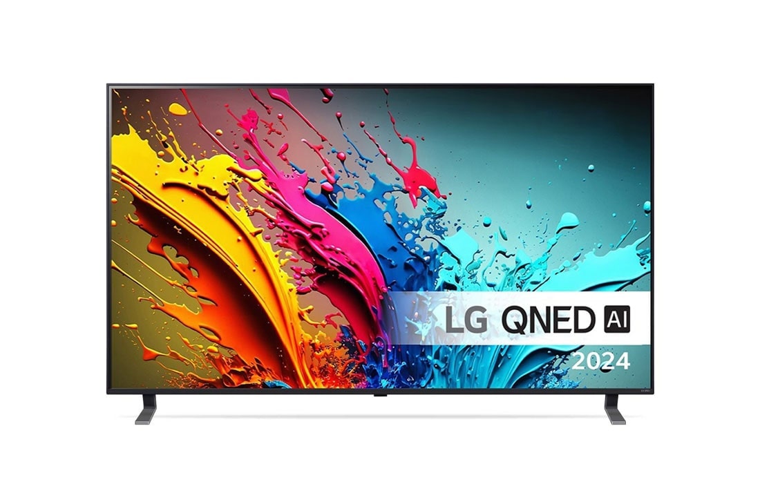 LG 86'' QNED AI 85 - 4K Smart TV (2024), LG QNED TV:n etun?kym?, QNED85 ja teksti LG QNED, Quantum Dot ja NanoCell sek? 2024 n?yt?ll?, 86QNED85T6C