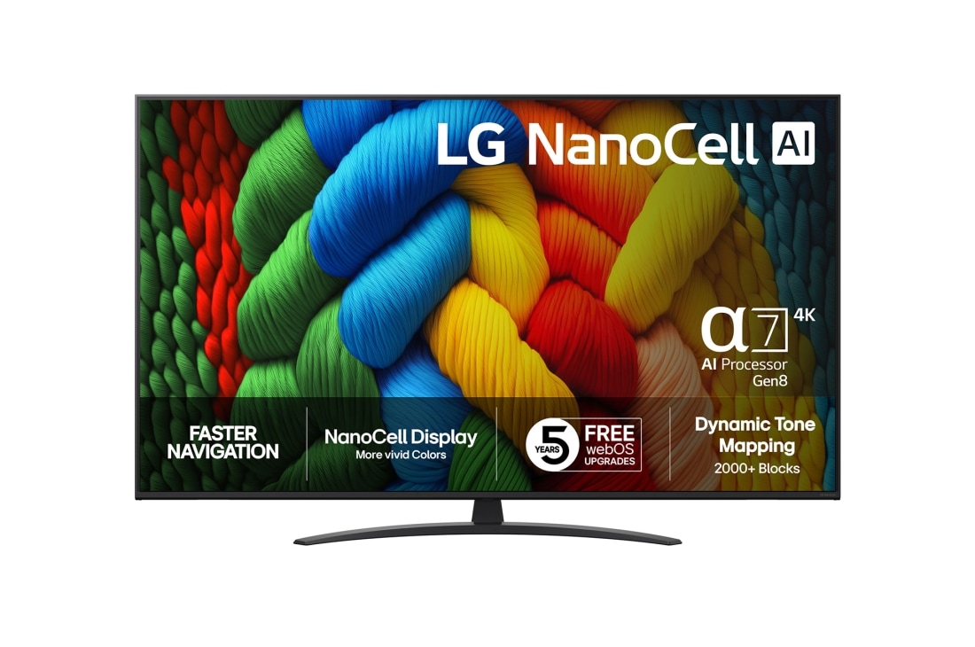 LG 65 tuuman LG NanoCell AI NANO81 <br>4K -?lytelevisio 2025, 65 tuuman LG NanoCell AI NANO80 4K -?lytelevisio 2025, 65NANO81A6A