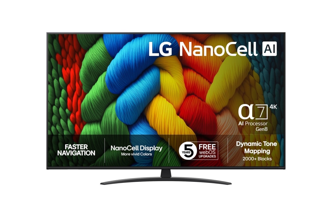 LG 50 tuuman LG NanoCell AI NANO81 <br>4K -?lytelevisio 2025, 50NANO81A6A