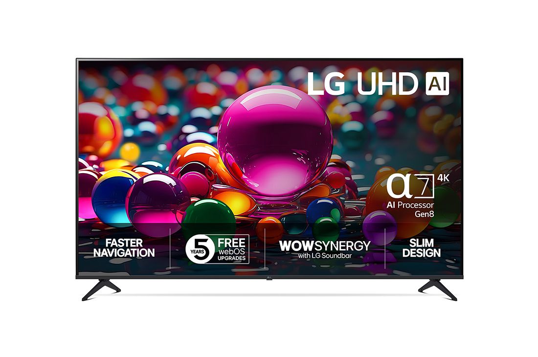 LG 86 tuuman LG UHD AI UA75 4K Smart TV 2025, Front view, 86UA75006LA