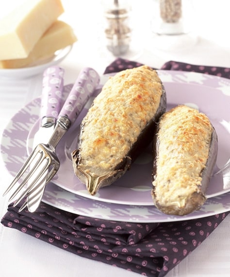 Aubergines, crème d'amandes et gratin d'anchois