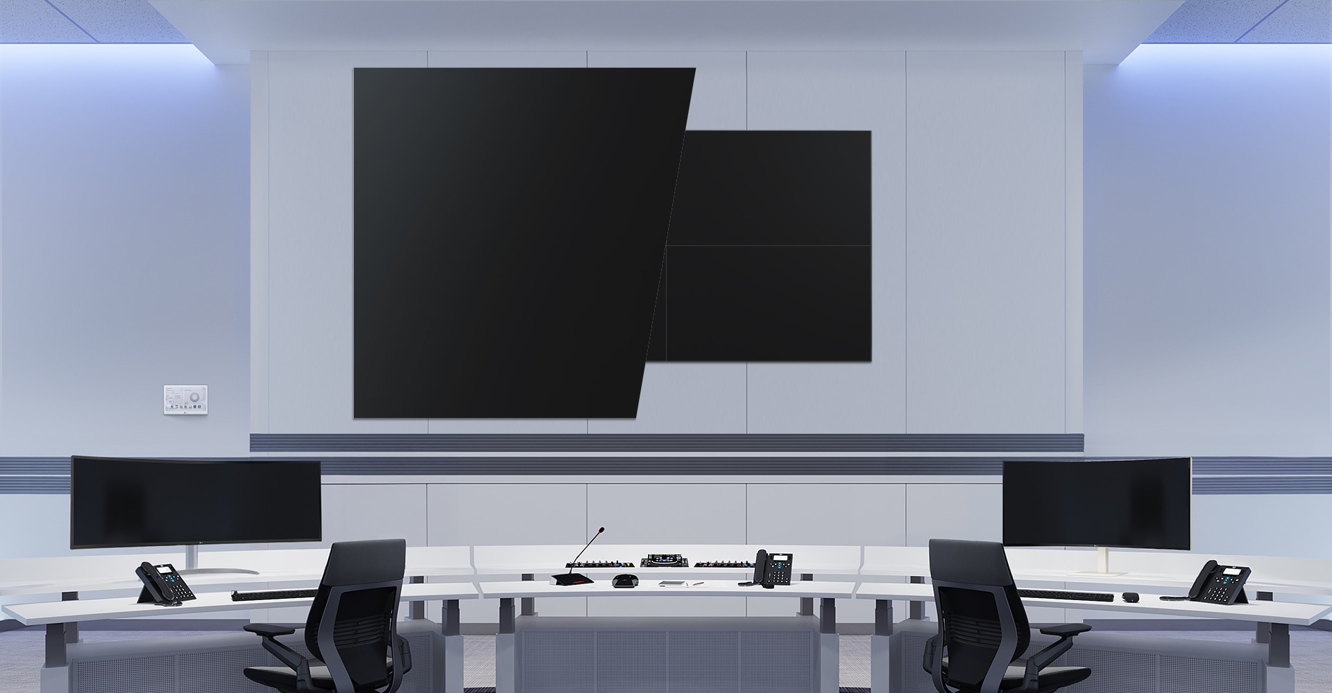 Explore how LG provides integrated solutions for surveillance rooms in corporations.