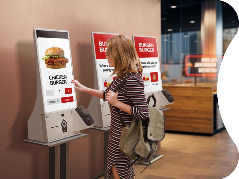 LG Kiosk can help customers to handle food and beverage orders in a contactless manner. 