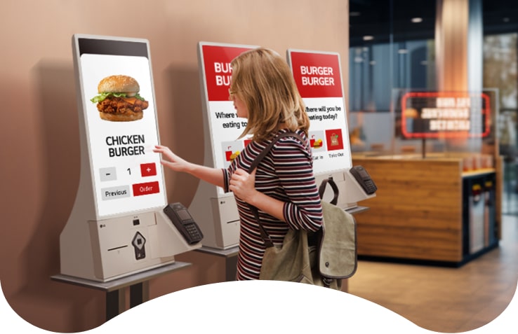 LG Kiosk can help customers to handle food and beverage orders in a contactless manner. 