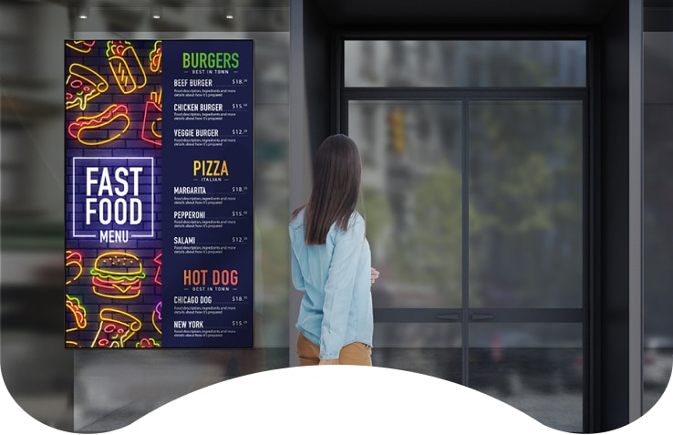 By installing LG's window facing display, customers will be able to view restaurant information even from outside, thanks to its super-bright display.