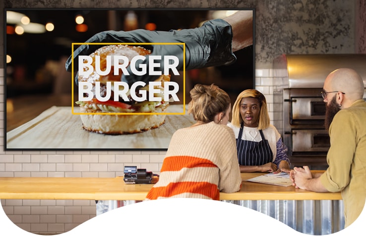 By installing a large signage display like the 98UM5K series, customers can easily view promotional content even from far away.