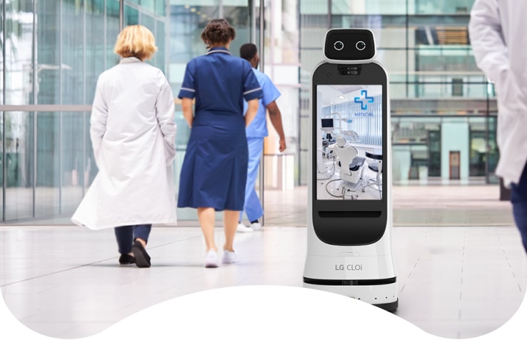 Consider introducing LG CLOi GuideBot in hospital for providing facility guides and information to the visitors. 
