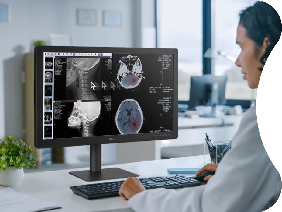 Instead of using the multi-monitor set-up, build a cleaner workstation with 32HQ713D which lets you connect many devices and control everything with just a keyboard and a mouse. 
