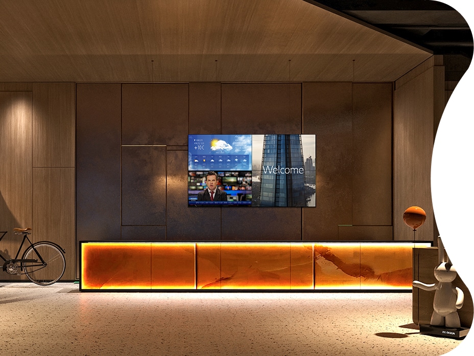 A 55-inch FHD Video Wall displays event and promotion information for the guests at the hotel lobby.