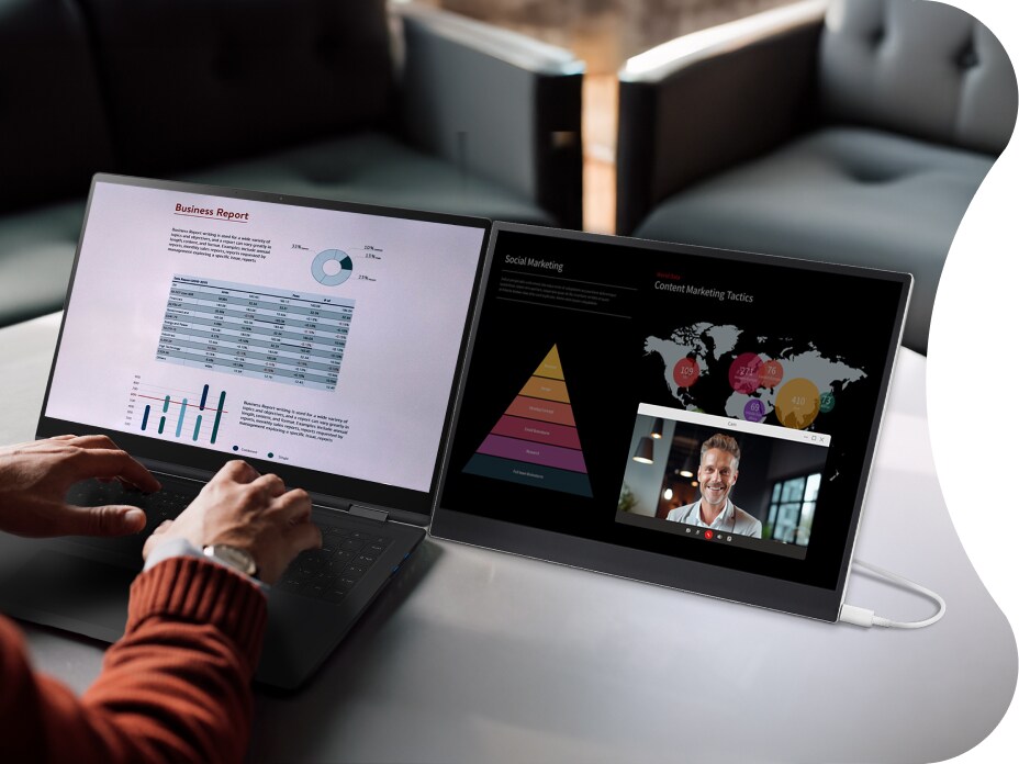 LG gram +view expands the display so that the user can have a wider workspace.