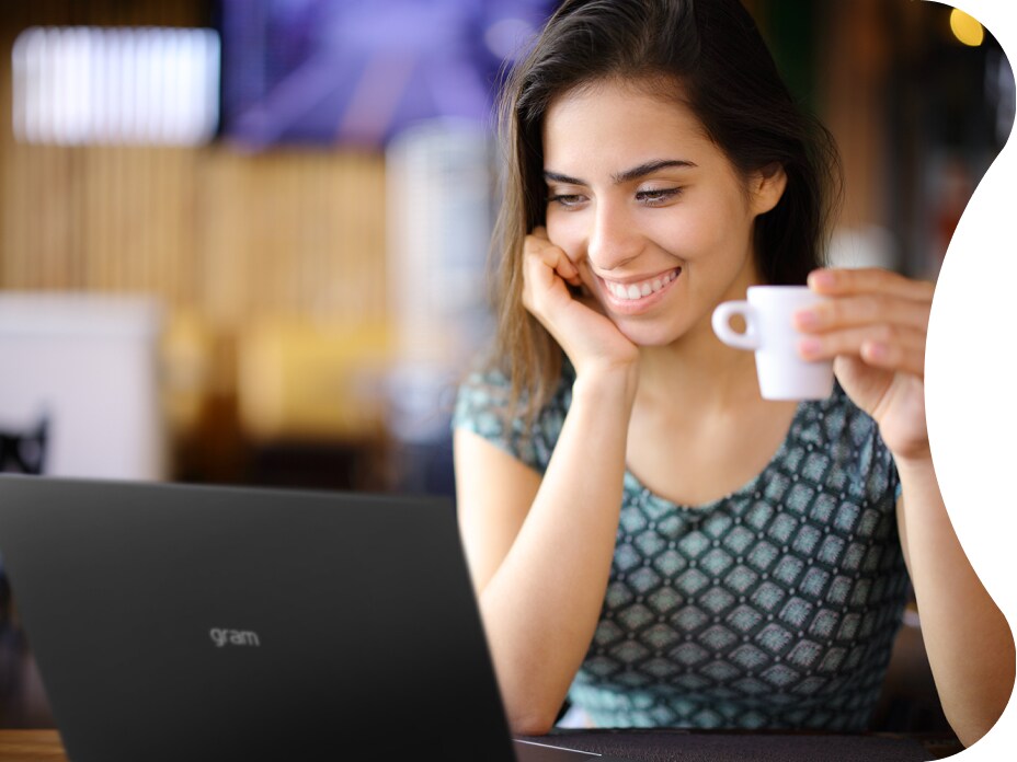 LG gram Pro 16 laptop is being used by guests at the hotel lounge.