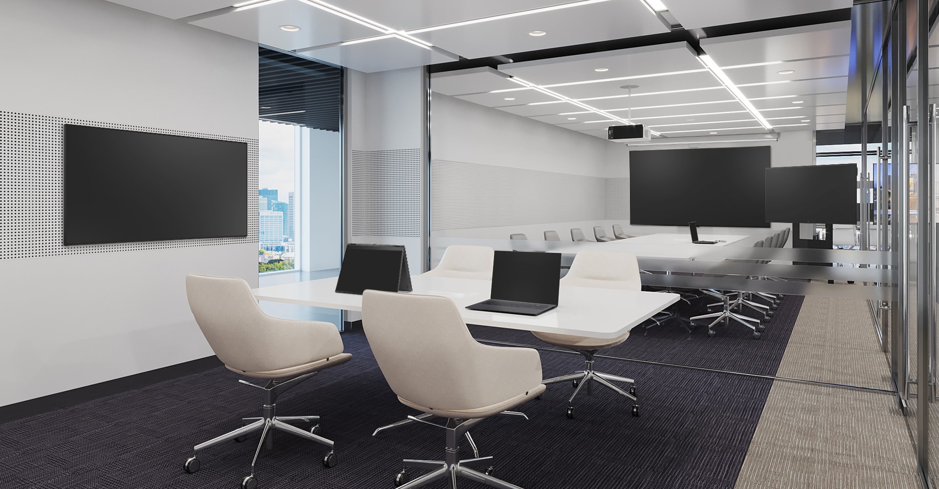 Explore how LG provides integrated solutions for meeting rooms in corporations.