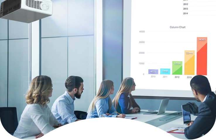 LG projector BU60P provides large screens of up to 300 inches at the high resolution of 6,000 ANSI Lumens.