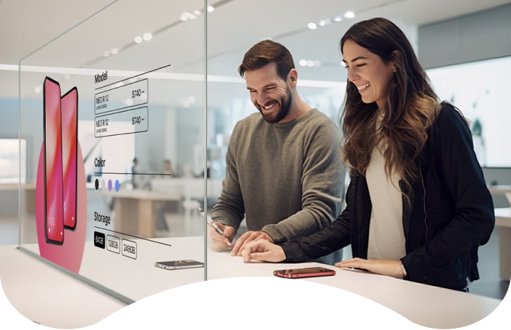 With LG’s transparent OLED touch signage, you can not only display vivid images of a new products but also make visitors to touch the screen and enjoy interactive content. 