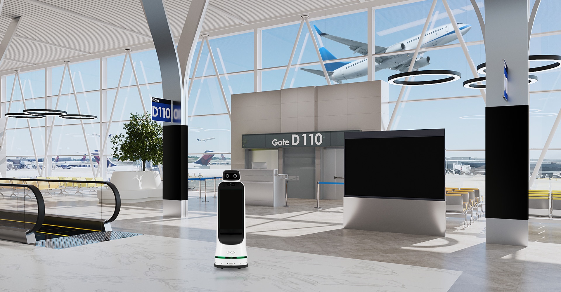 Explore how LG provides integrated solutions for airport waiting rooms.