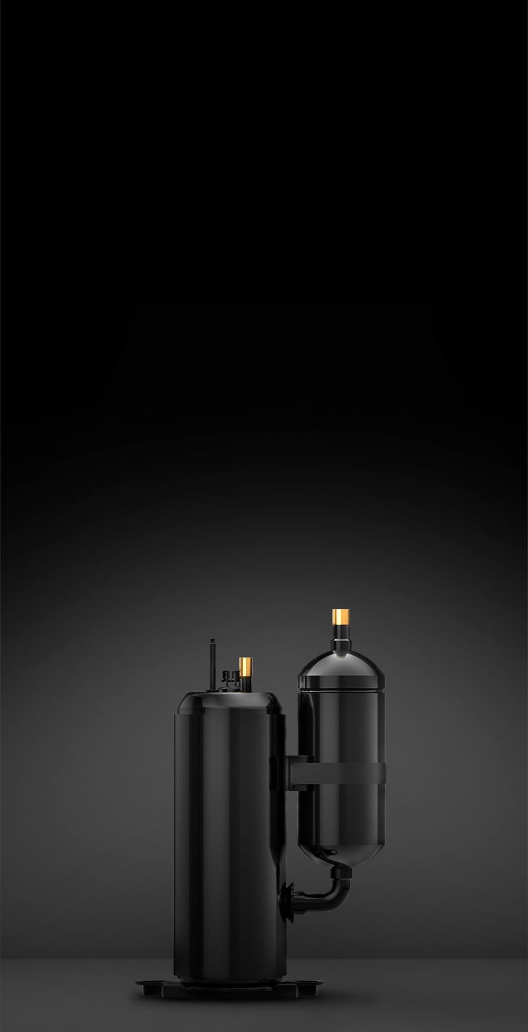 Image explaining zero leak and zero collision at low speed, which is the merit of hinged-vane rotary compressor