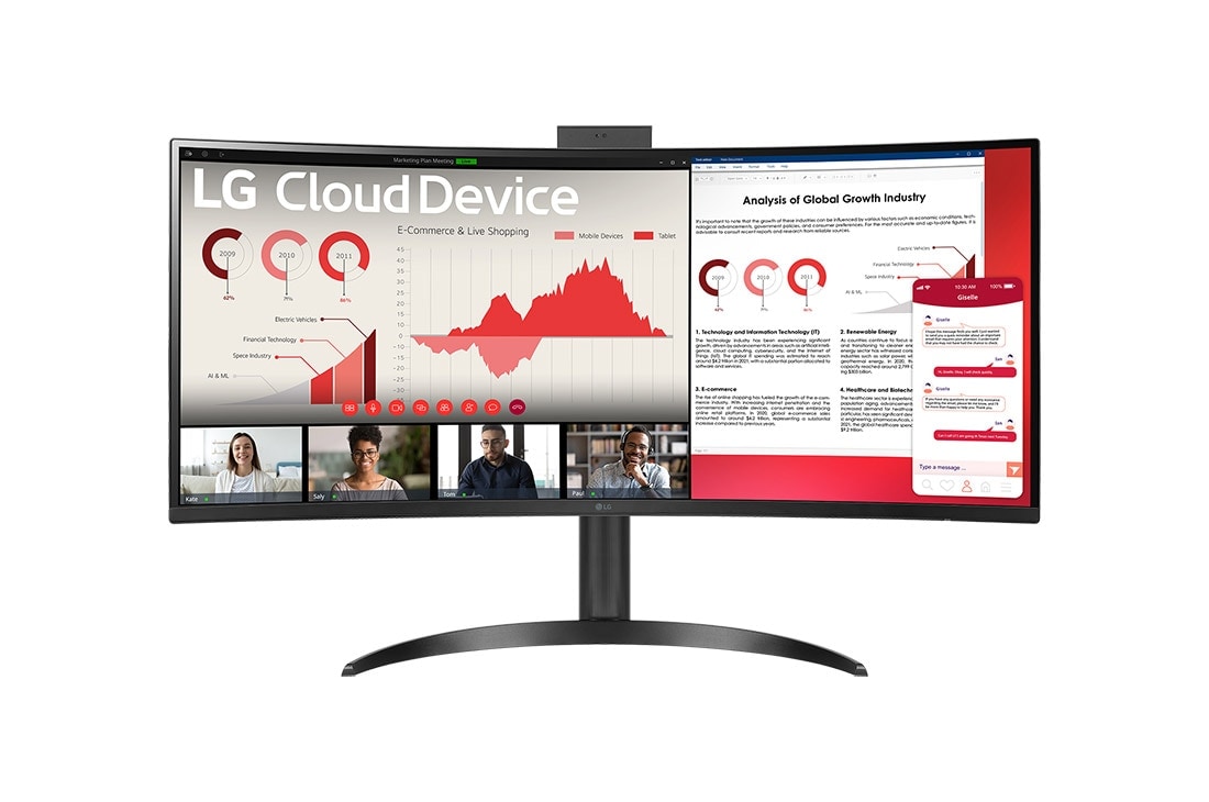 LG 34'' WQHD All-in-One Thin Client, front view with push-pull Full HD webcam, 34CR651N-6N