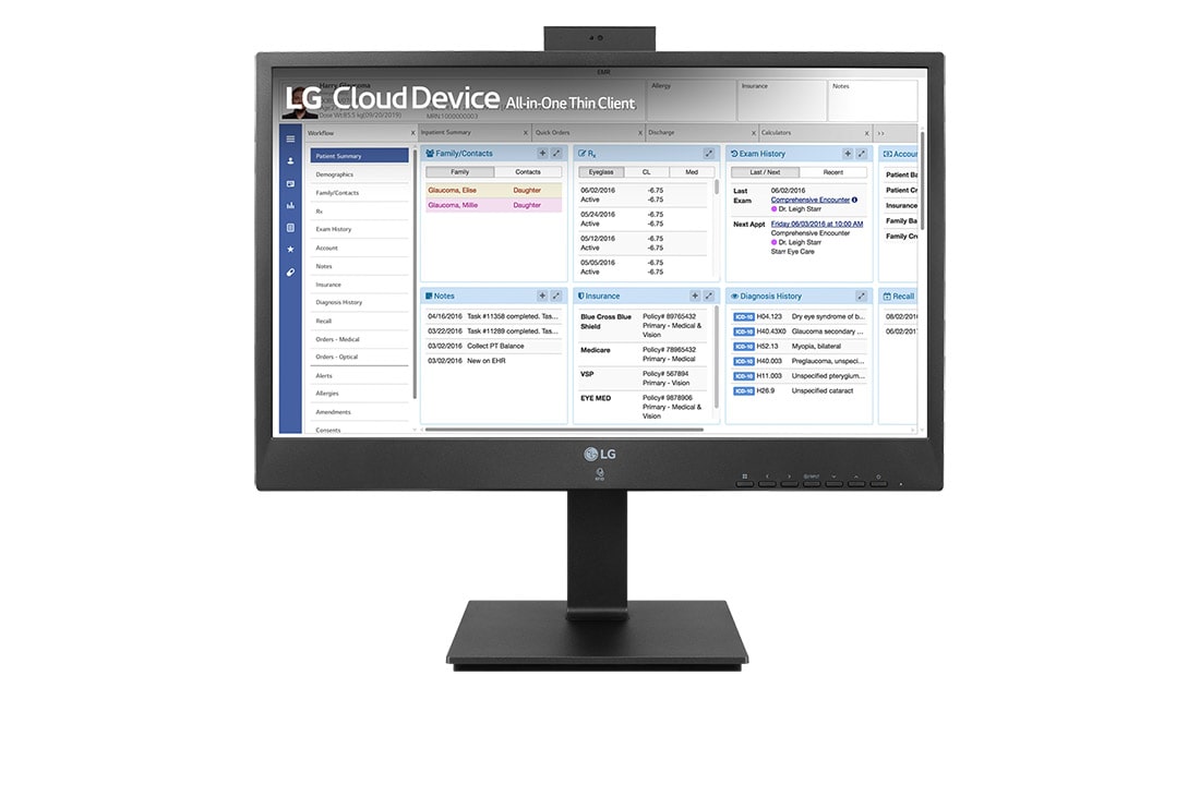 LG 24'' All-in-One Thin Client with webcam & speaker, front view, 24CR660N