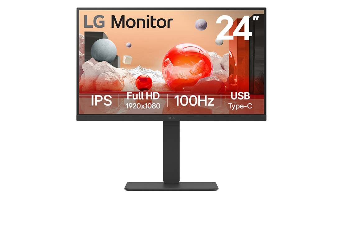 LG 24” Full HD IPS Monitor with USB Type-C?, front view, 24BA650