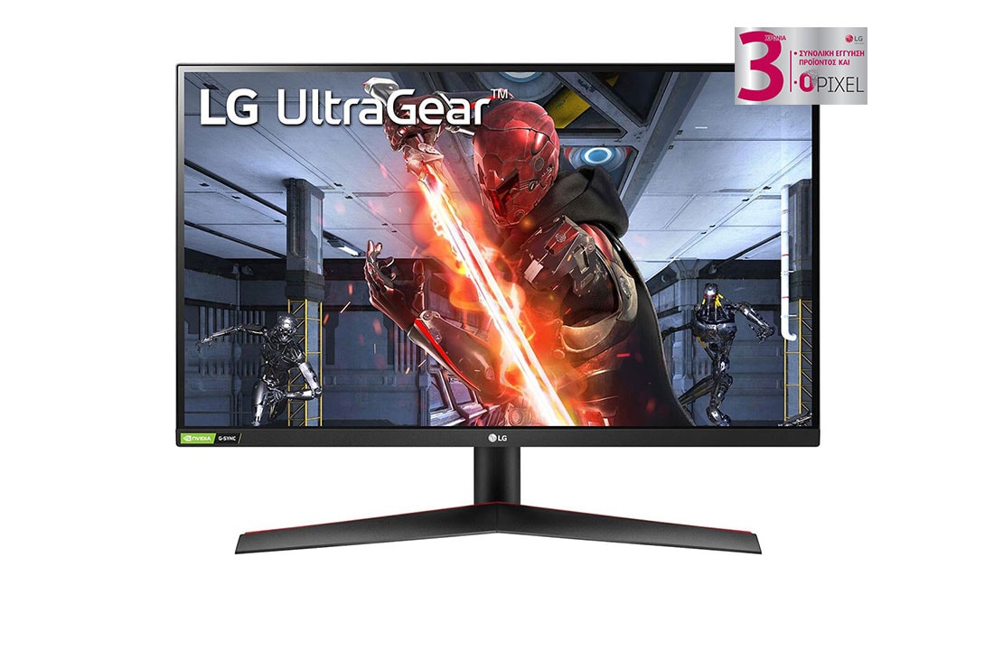 LG Οθ?νη 27'' UltraGear? Full HD IPS 1ms (GtG) για παιχν?δια, συμβατ? με NVIDIA<sup>?</sup> G-SYNC<sup>?</sup>, μπροστιν? ?ψη, 27GN600-B
