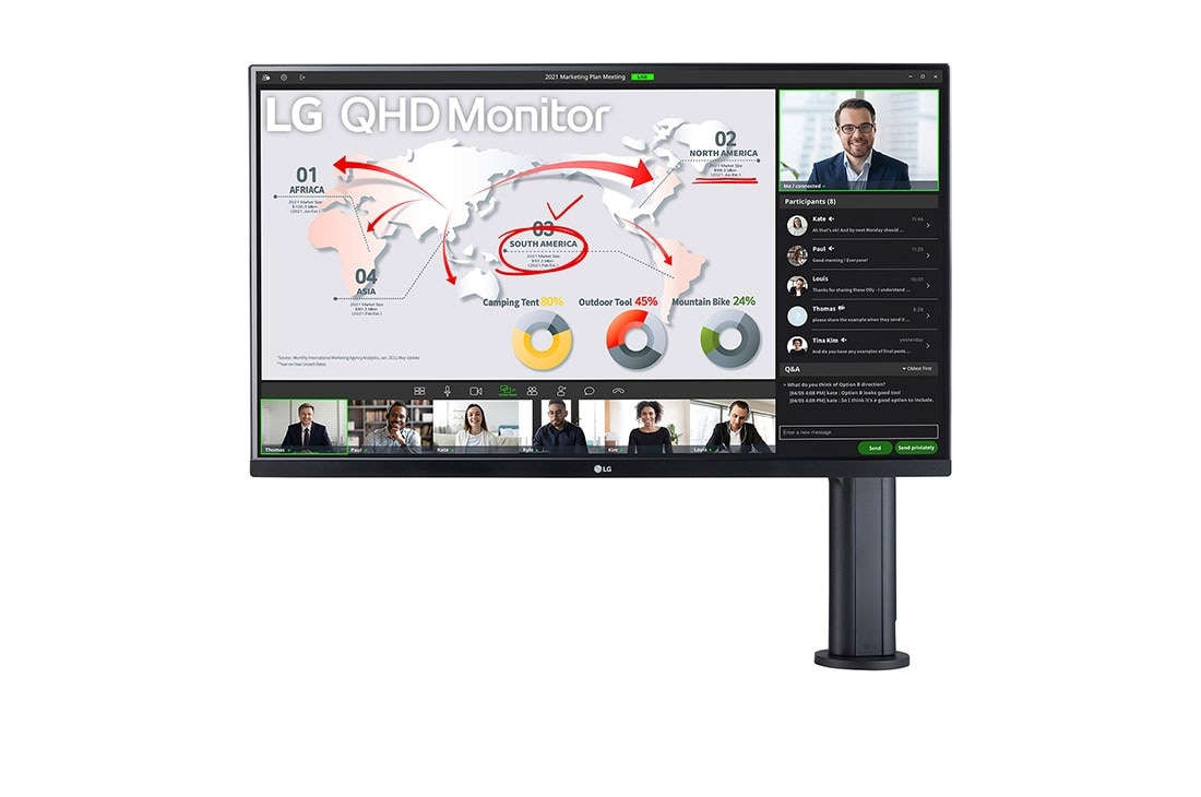 LG Οθ?νη 31,5'' QHD Ergo IPS με θ?ρα USB Type-C?, μπροστιν? ?ψη με βραχ?ονα μ?νιτορ στα δεξι?, 32QP880-B